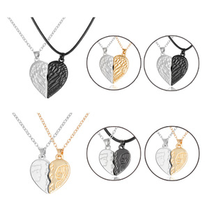 Colliers en forme de cœur <span class=keywords><strong>pour</strong></span> la saint-valentin, bijoux <span class=keywords><strong>pour</strong></span> meilleurs amis, accessoire créatif <span class=keywords><strong>pour</strong></span> Couples, avec des ailes sculptées - Product Image 1