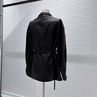 Manteau en cuir pour femme, style trench, simple boutonnage, en peau de mouton importée, avec ceinture, personnalisable en usine, toutes saisons, usage quotidien