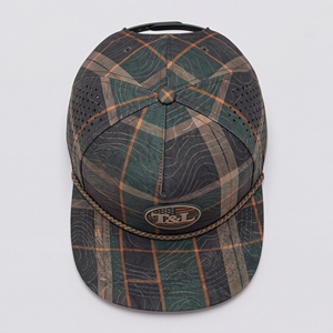 Casquette Snapback à visière plate en toile à carreaux, imprimé topographique, 6 panneaux, perforations laser respirantes, patch drapeau USA, pour le golf, hommes et femmes - Product Image 6