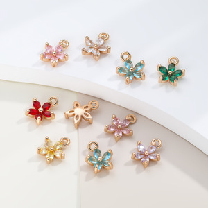 Flower Shape Zircon Inlaid Copper Charm Pendant For DIY Jewelry Making Accessory Unisex Everyday Wear Bezel Setting Charms - Product Image 3