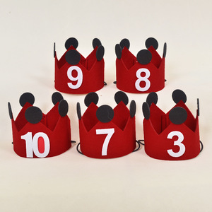 Red Crown Felt Hat 10.5cm Diameter Unisex Party Hat For Children Birthday Celebration - Product Image 3