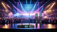 Nouveau design, fonction FBX, microphone sans fil UHF FM Ruoca RC-U8051, XLR, métal, plastique, dynamique, omnidirectionnel, anti-bruit