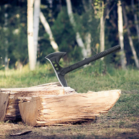 Hache à double tête en acier à haute teneur en carbone avec motif gravé prêts à l'emploi, manche en acier de qualité DIY pour applications de coupe