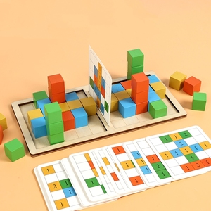 Puzzle di Abbinamento Colori, Cubi da Costruzione, Gioco di Logica e Ragionamento Matematico per Bambini, Abbinamento con Carte, Gioco Interattivo con Blocchi - Product Image 5