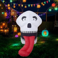 Decoraciones Inflables de Calavera de 4 Pies para Halloween, Calavera de Esqueleto Colorida y Aterradora para Jardín con Luces LED Intercambiables Integradas