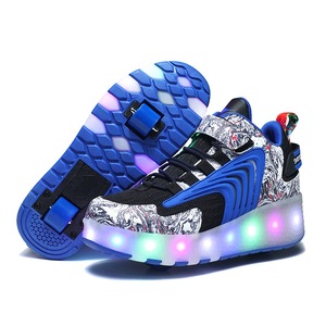 Chaussures de marche montantes à roulettes rétractables avec <span class=keywords><strong>LED</strong></span>, lumières <span class=keywords><strong>LED</strong></span> multicolores réglables, semelle souple amortissante - Product Image 5