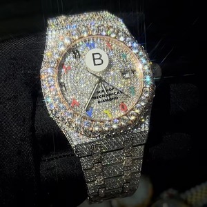 ผ่านเพชรทดสอบหรูหรา VVS Moissanite นาฬิกาผู้ชายกันน้ำกรณีโลหะสแตนเลสเย็นออกข้อมือนาฬิกาสายกล - Product Image 5