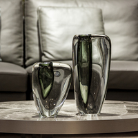 Décoration d'intérieur classique, objet en forme de larme, verre soufflé artisanal, vase à fleurs, bibelots, centre de table sculptural