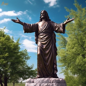 Personalizada al por mayor grande al aire libre Pop Jesús <span class=keywords><strong>Alter</strong></span> Cristo estatuas estatuilla con jardín decorar mano abierta Metal bronce Jesús estatua - Product Image 5
