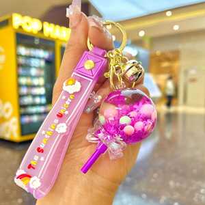Hot Sell Cute Cartoon Acrylic Liquid Keychain Milk Tea Cup Keychain <b>Floating</b> Quicksand Key Chain Bag Pendant - Product Image 6