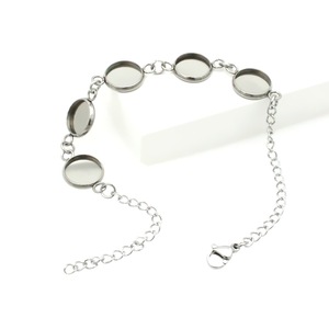 Componentes de pulsera ovalados de acero inoxidable con cierre de langosta y cadena de extensión para la fabricación de pulseras - Product Image 1
