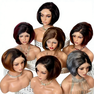 Peruvian Human Hair Non Lace <b>Short</b> <b>Wig</b> Black Brown Blonde Natural Color Daily Wear <b>Wig</b> for Women - Product Image 1