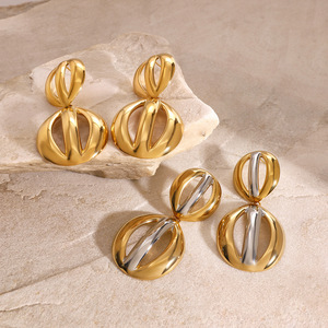 Vintage Retro Style Gold Plated <b>Stud</b> <b>Earrings</b> Geometric Flower Shape Party Fashion Jewelry - Product Image 2