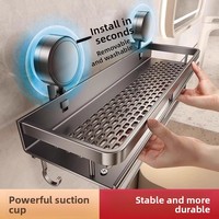 Étagère de salle de bain moderne minimaliste en aluminium pliable à ventouse, sans perçage ni clouage, rangement mural pour toilettes et lavabo