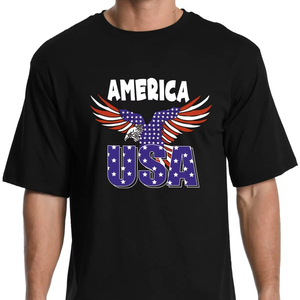 Camiseta patriótica de algodón de EE. UU. respetuosa con el medio ambiente, camiseta pesada transpirable para hombres - Product Image 1