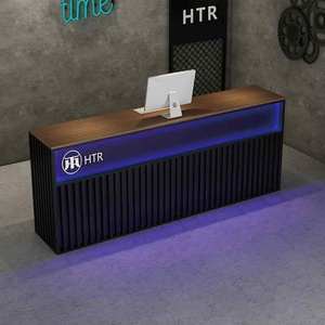 Meja Kasir Modern dari Panel Logam dan Kayu untuk Industri Kecil, Restoran, BBQ, Bistro, Gym, Meja Resepsionis, Pemasangan di Lantai - Product Image 5