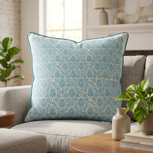Luxury Home <b>Decorative</b> Square Cushion Cover 100% Cotton Durable Comfortable Solid Pattern Block Printed All-Season Customizable - Product Image 3