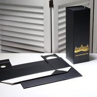 Caja de Regalo de Joyería Hecha a Mano de Cartón Negro de Lujo Personalizada, Cajas Rígidas con Estampado en Relieve y Lámina Dorada para Envío de Bebidas y Artesanías