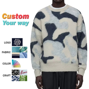 2025 LOGOTIPO personalizado OEM y ODM suéter de punto de moda de invierno suéter de mohair de lana para hombres suéter Vintage Unisex Jacquard suelto cómodo suéter - Product Image 1
