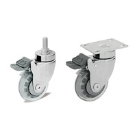 Roulettes pivotantes à frein en PU transparent avec plateau supérieur de 75 mm et 100 mm, 3 et 4 pouces, pour mobilier médical