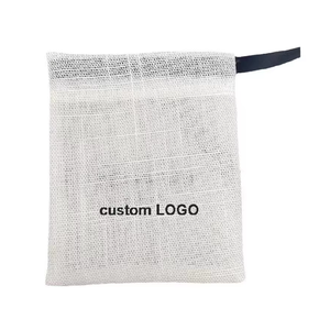 Wholesale White Bamboo Cotton Dust Cover Bag Bead Storage Bags Custom Logo Cotton Jewelry Small Drawstring Packaging Pouch - Product Image 1
