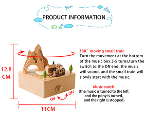 Nueva llegada de stock: Caja de música de madera con tren giratorio pequeño para regalos - Product Image 4
