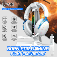 Casque sans fil supra-auriculaire LDON R5 en cuir et métal pour jeux 6.0, son surround 7.1, micro, étanche IP65 pour PC et téléphone portable