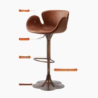 Tabouret de bar de luxe léger pour la maison, style haut de gamme, chaise de bar à dossier pivotant et réglable en hauteur, mobilier de bar en métal HD-7609