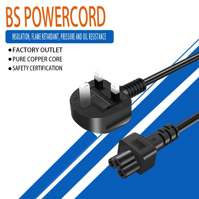 1.5M 2M 3M Black Power Extension Cord UK Plug C5 Clover Leaf CloverLeaf Lead Cable Mickey Mouse End