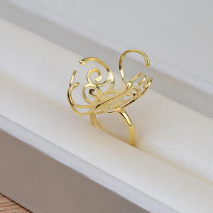 Anneau de bus large en argent S925 fait main, sans broche, incrusté de perles baroques, base creuse, accessoire DIY 1945 - Product Image 2