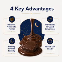 Chocolat noir pour le sommeil et la détente nocturne, avec glycinate de magnésium bleu étoilé, complément nutritionnel pour adultes, pour un sommeil réparateur et apaisant