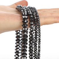 Perles d'hématite noire naturelle en gros, perles d'hématite facettées en forme de rondelle pour la fabrication de bijoux 3mm 4mm 6mm 8mm