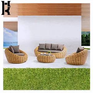 Desain Modern Baru Semua Cuaca Resin PE Rotan Teras Taman Pinggir Kolam Halaman Sofa Set Tempat Duduk Luar Ruangan