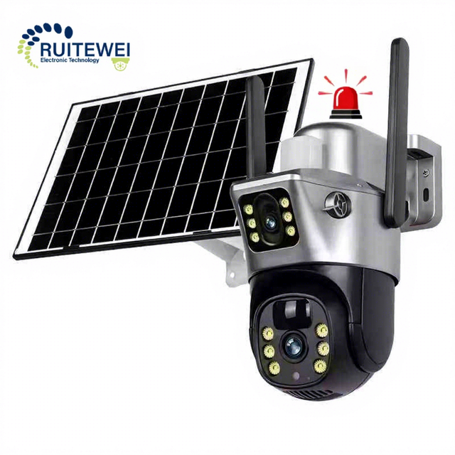 High Definition 10x Zoom 4G Solar Powered Mobile Phone Camera 360 Degree Remote Outdoor Night Vision Two Lenses CMOS Cloud IP67