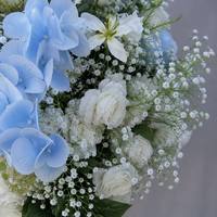 Bola de Flores Artificiales de Seda al por Mayor, Bola de Hortensias y Rosas Hechas a Mano, Centro de Mesa para Bodas, Decoración Colgante para Eventos, Azul