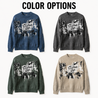 Pull en maille à col rond pour homme personnalisé, pull oversize à imprimé effet pincel, marque privée OEM pour collection de streetwear
