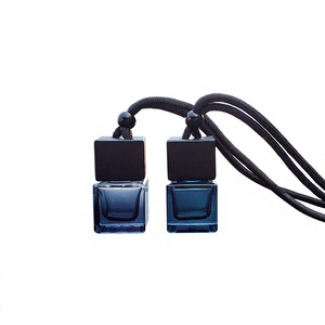 8ml Premium Black Cap Car Air Freshener Empty Glass <b>Bottle</b> Square Hanging Essential Oil <b>Diffuser</b> Car Interior Decor - Product Image 3