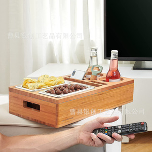 Wooden Compartmentalized <b>Storage</b> <b>Tray</b> With 4-7 Sections Rectangle Shape For Snack Fruit Dessert Serving Living Room Use - Product Image 2
