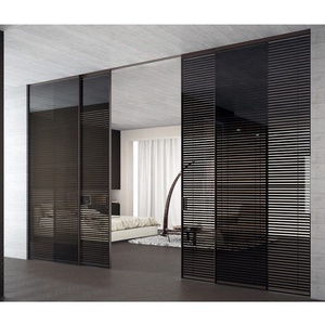 Accesorios para Ventanas y Puertas de Aluminio, Vidrio para Acristalamiento, Marco de Aleación de Aluminio Negro, Cerradura para Puerta <span class=keywords><strong>Corredera</strong></span> de Doble Cara con Vidrio Inteligente - Product Image 1