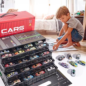 48 Coches de Juguete de Metal Fundido a Presión con <span class=keywords><strong>Caja</strong></span> Contenedora para Niños, Mini Vehículos de Carreras, Regalo de Fiesta, Mini Coche de Juguete Metálico - Product Image 2