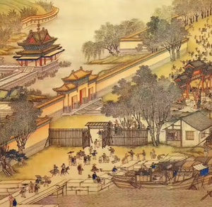Papel tapiz de seda Northern Song Qingming Shanghetu <span class=keywords><strong>8D</strong></span>, Fondo de TV clásico, pintura de pared para Hotel, restaurante, vestíbulo, decoración de oficina - Product Image 2