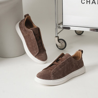 Chaussures décontractées en daim pour hommes Hambo avec logo personnalisé, à enfiler, lacets élastiques sans nœuds, semelle plateforme épaisse, style rétro, pour la marche quotidienne