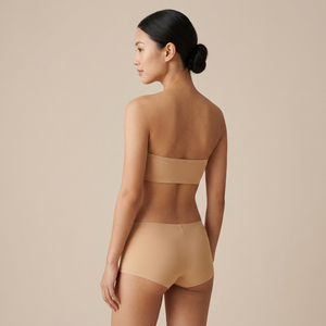 Conjunto de Lencería sin Tirantes Color Camel Claro para Mujer, Top Bandeau sin Costuras, Estilo Hipster, Spandex/Nailon, Bordado, Elegante, Ropa Formal para Adultos - Product Image 2