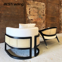 Japandi Rattan Sessel in Black Oakwood und Natural Cane