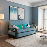 Modernes funktionelles Schlafs ofa aus blauem Holz gewebe mit Aufbewahrung swand Doppelbett Schlafs ofa Sperma bett Faltbare Couch Wohnzimmer Sofas