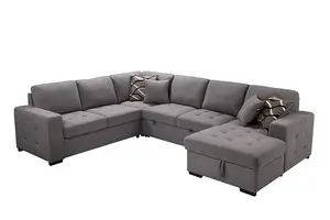 Ghế Sofa Dạng Mô-đun Thiết Kế Phong Cách Thời Trang Khung Góc Đồ Nội Thất Phòng Khách Bằng Vải Bộ Giường Sofa Có Thể Kéo Dài