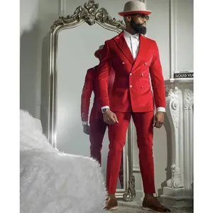 New 2022 Red Fashion Men Suits 2 Pieces Top Lapel Business Slim Fit suits for men Groom For Evening tuxedo Suits Wedding for Man