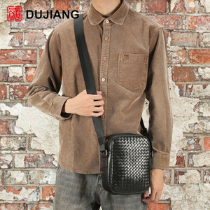 Bolsa Transversal de Couro Genuíno DUJIANG com Fecho de Zíper, Design de Alta Qualidade e Durável para Homens - Uso Diário e Viagens - Product Image 3