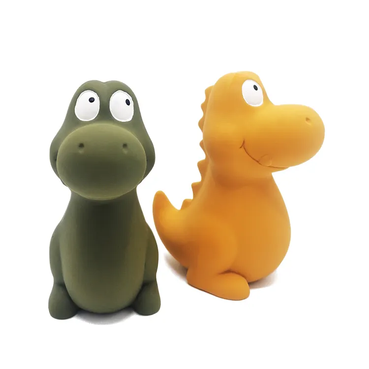 Dinosaur Teether For Toddler & Baby Boys And Girls, 100% Natural Rubber Squeaker Plastic Free Baby Products