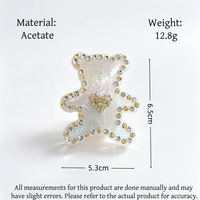 Pince à cheveux Fanxing personnalisée en acétate, forme d'ours ornée de strass, paillettes irisées, style Kawaii, pince requin, mignonne, Y2K, usage quotidien